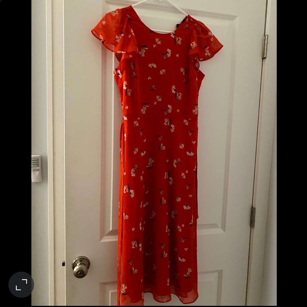 Banana Republic Orange Floral Midi Dress